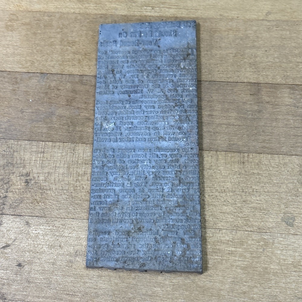 Antique Narrow Letterpress Newspaper Printing Plate Metal Print Block Column